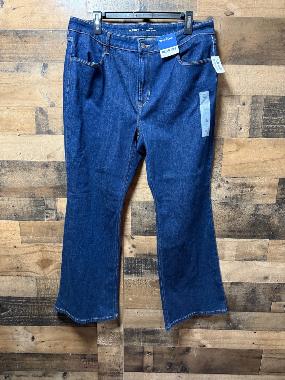 Old Navy Womens 16 High Rise Wow Flare Jeans Dark Wash Stretch NWT